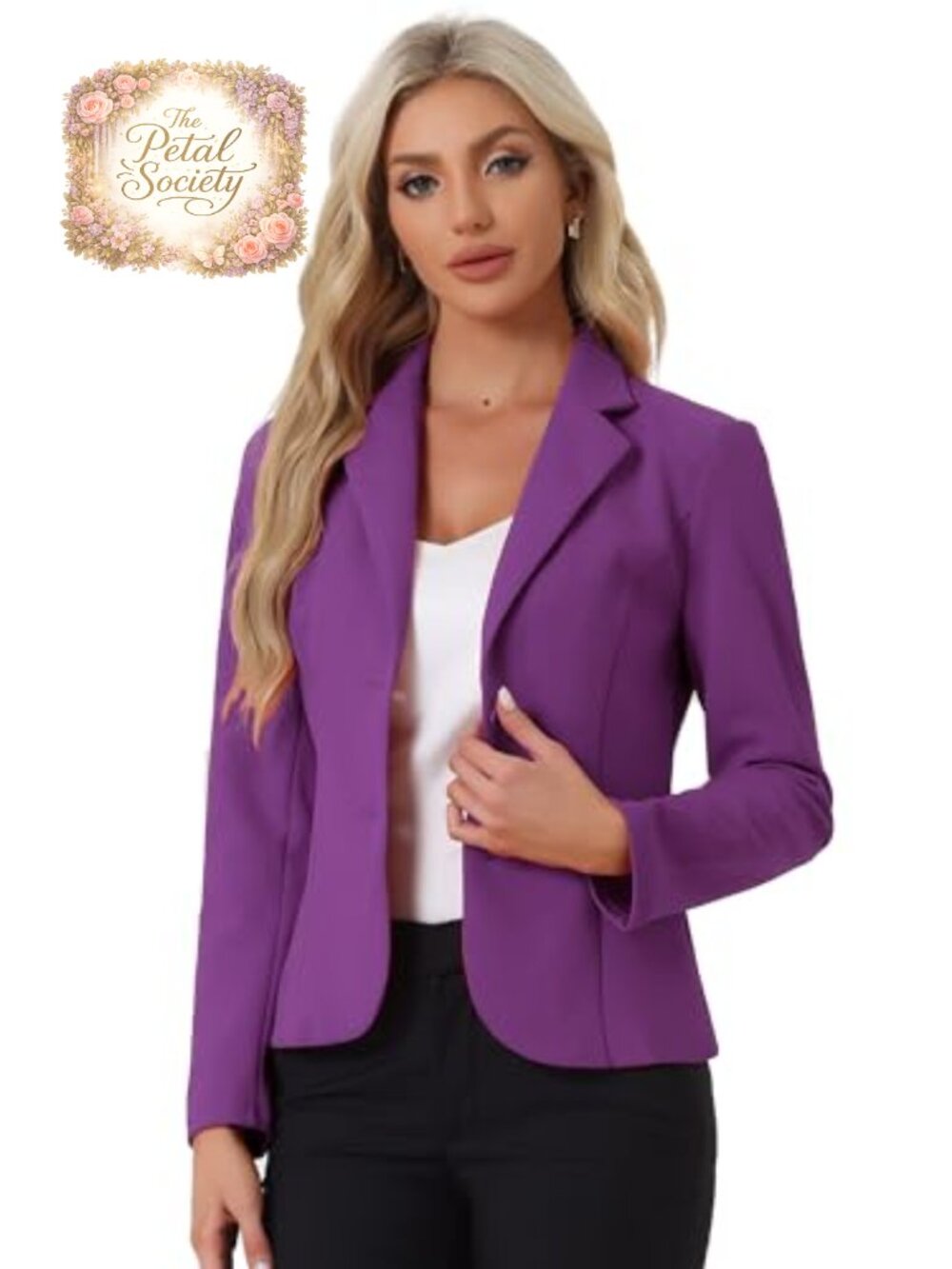 Allegra K Women's Work Office Blazer Stretch Knit Long Sleeve Notch Lapel